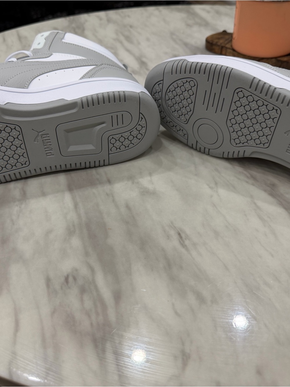 Puma Men's High-Top Sneakers in White and Light Gray - Picture 7 of 9